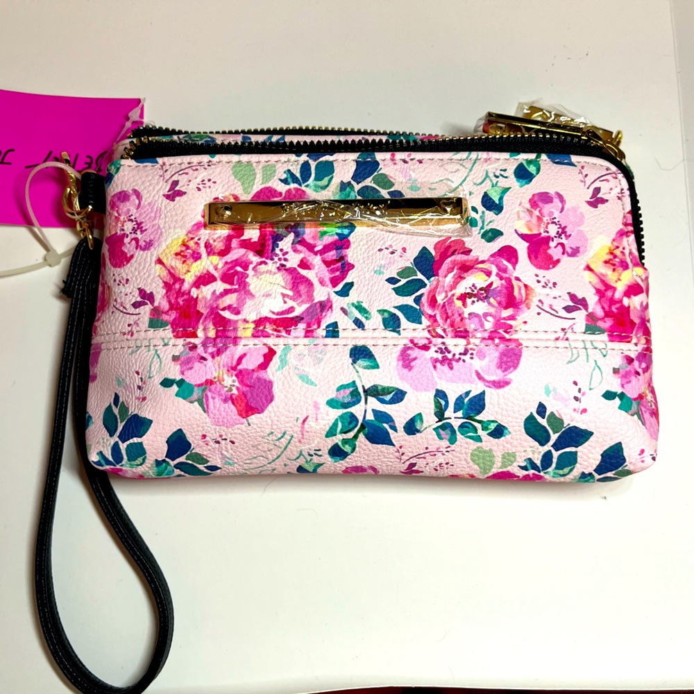 Brand New with Tags Betsey Johnson Floral Wristlet Pouch